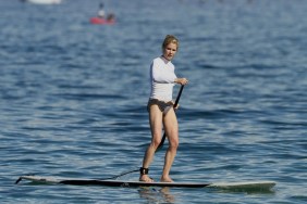 Julie Bowen, swimsuit, surfing